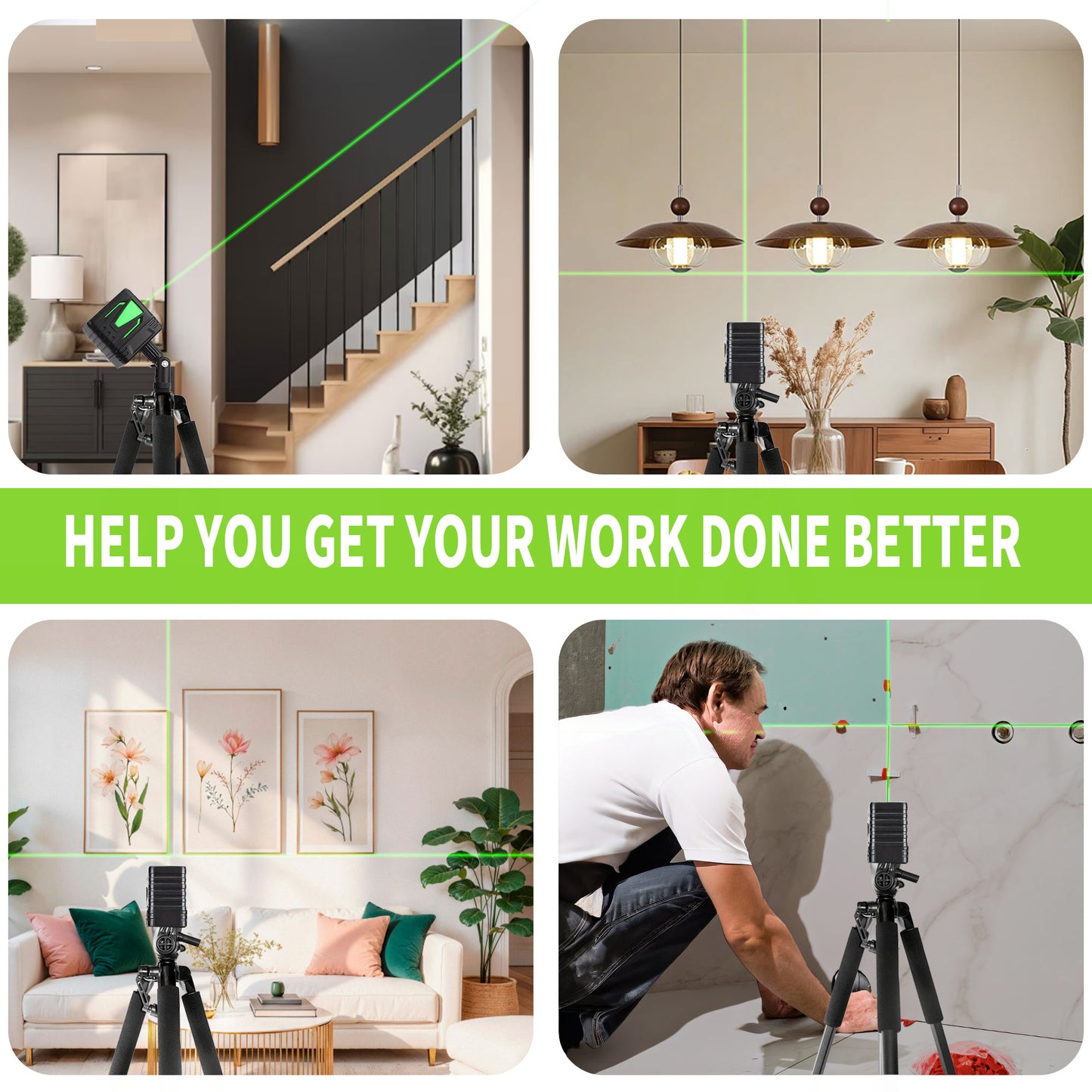 Fotrix Laser Level（green）, 100Ft Self Leveling Green Cross Line Laser for Picture Hanging, Tile, Decoration & DIY Construction – 360° Magnetic Base & AA Battery, Indoor Use