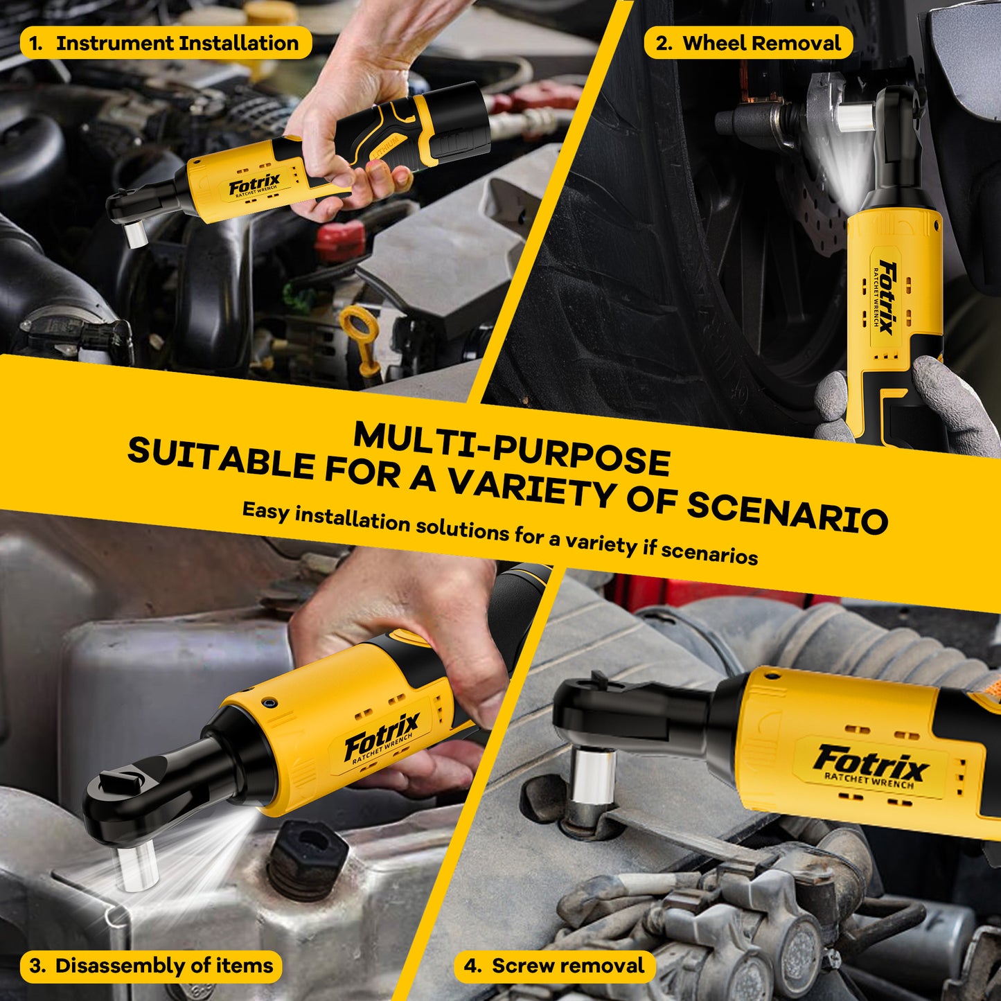 Fotrix Cordless Electric Ratchet Wrench Set double battery