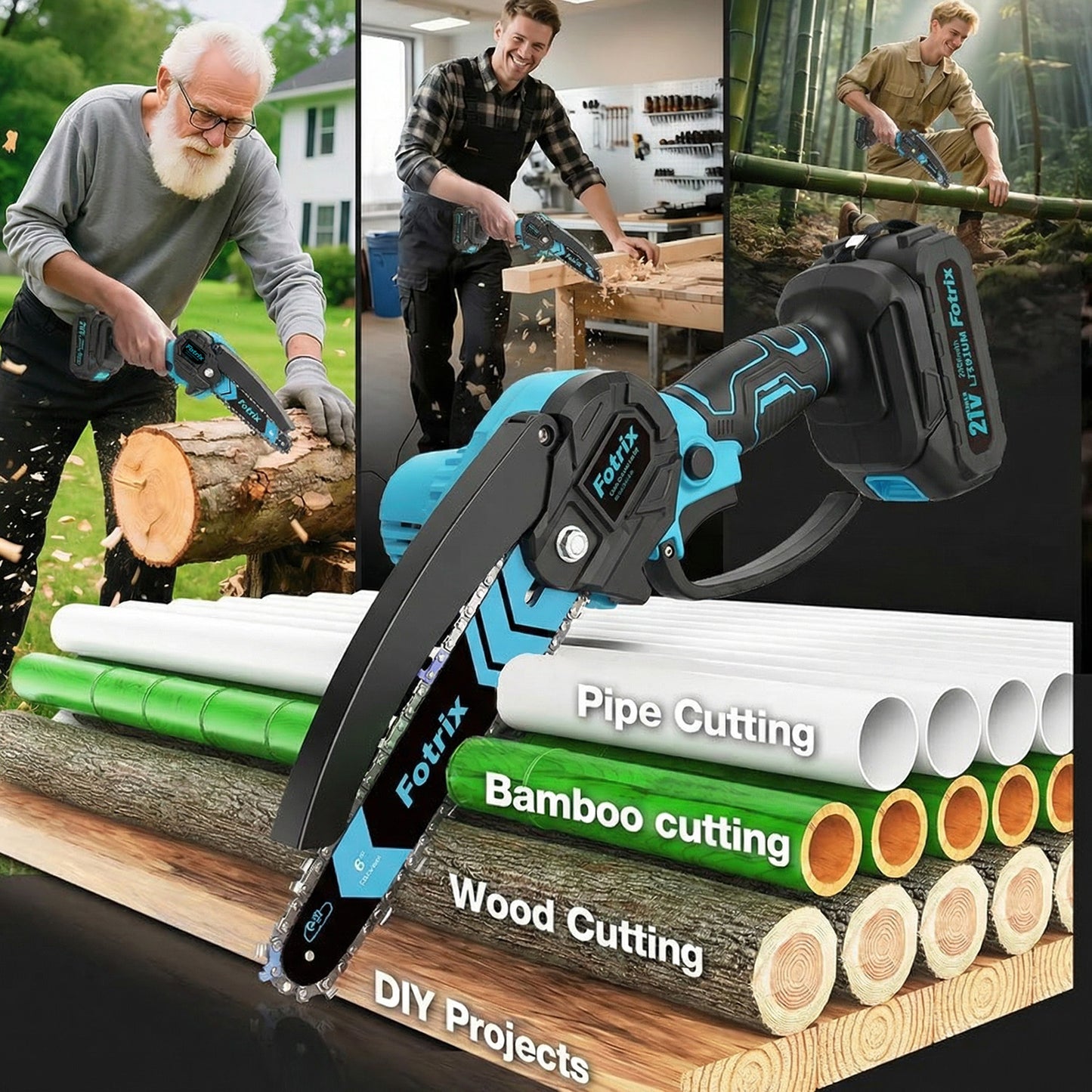 Fotrix 6-inch chainsaw with plastic kit（double battery）