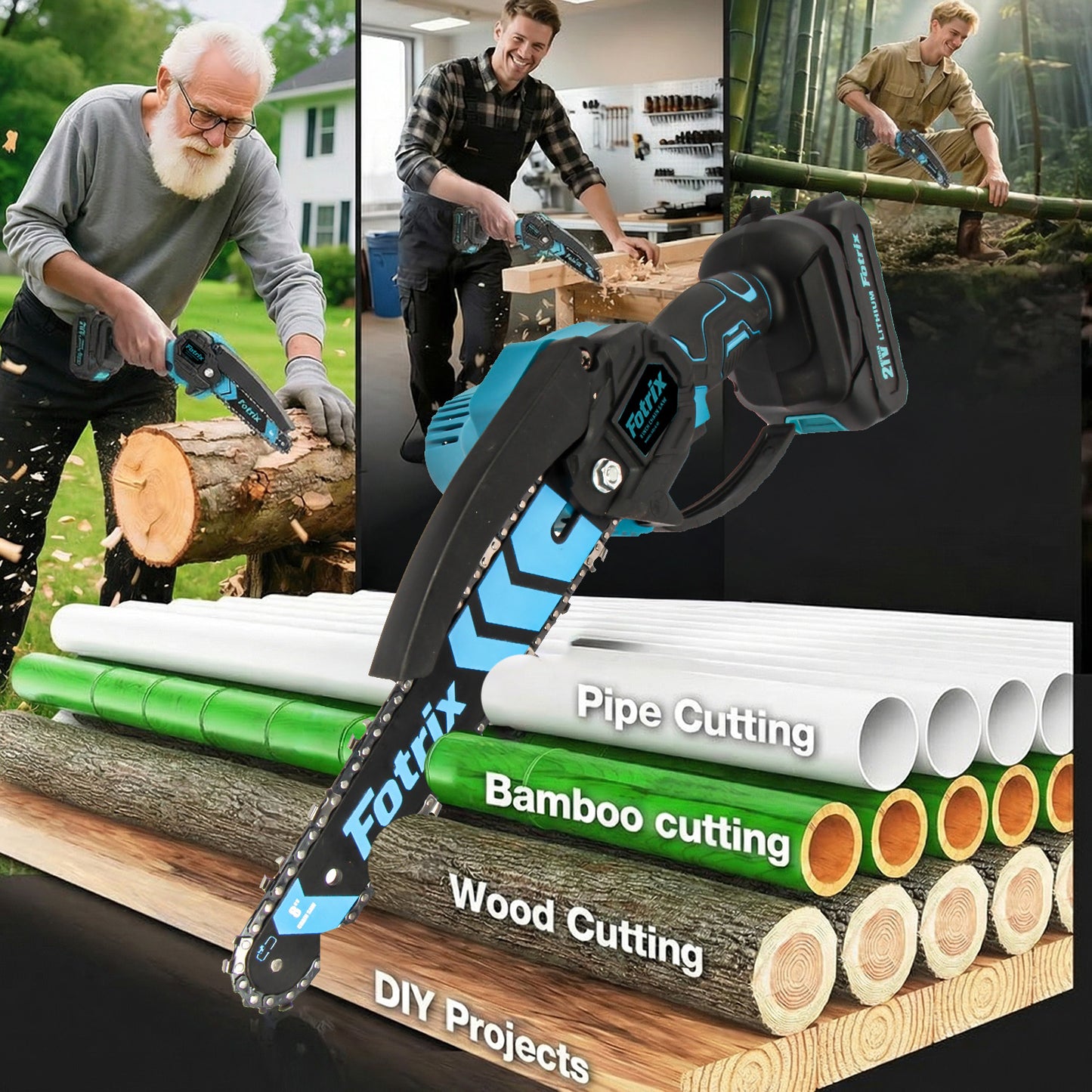 Fotrix 8-inch chainsaw with plastic kit（double battery）