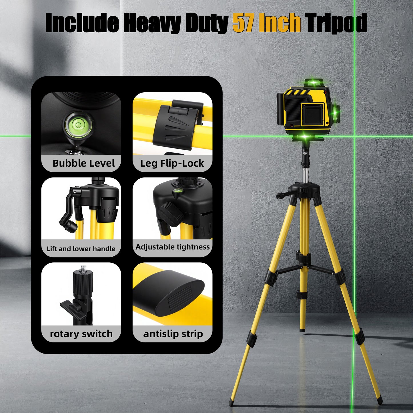 Fotrix 4×360° Automatic Leveling Laser Level Set（With Tripod）