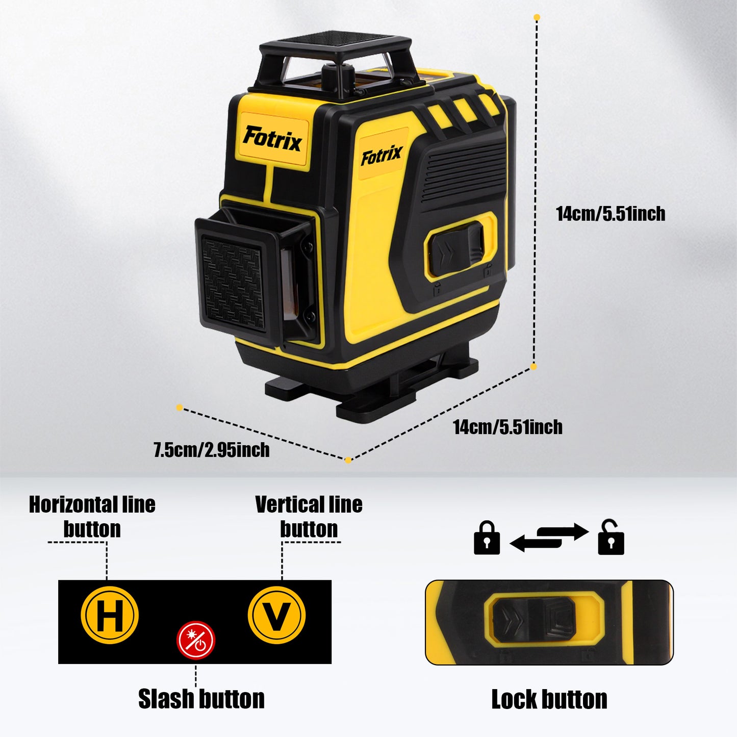 Fotrix 4×360° Automatic Leveling Laser Level Set（With Tripod）