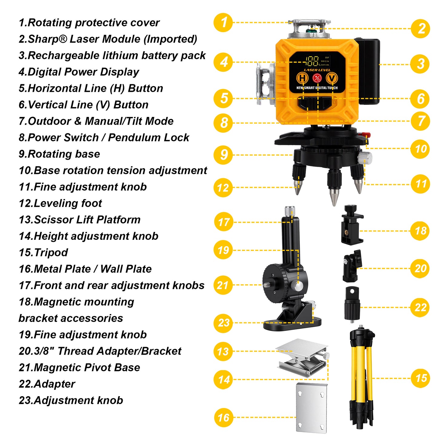 Fotrix 4color 4×360° Automatic Leveling Laser Level upgrade Set（With Tripod）