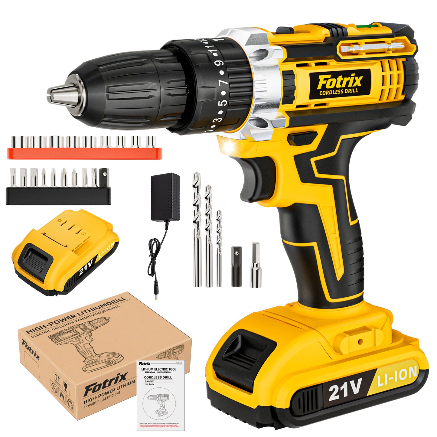 Cordless Drill Kit – 25 Torque, 3 Modes, Battery & Charger Included