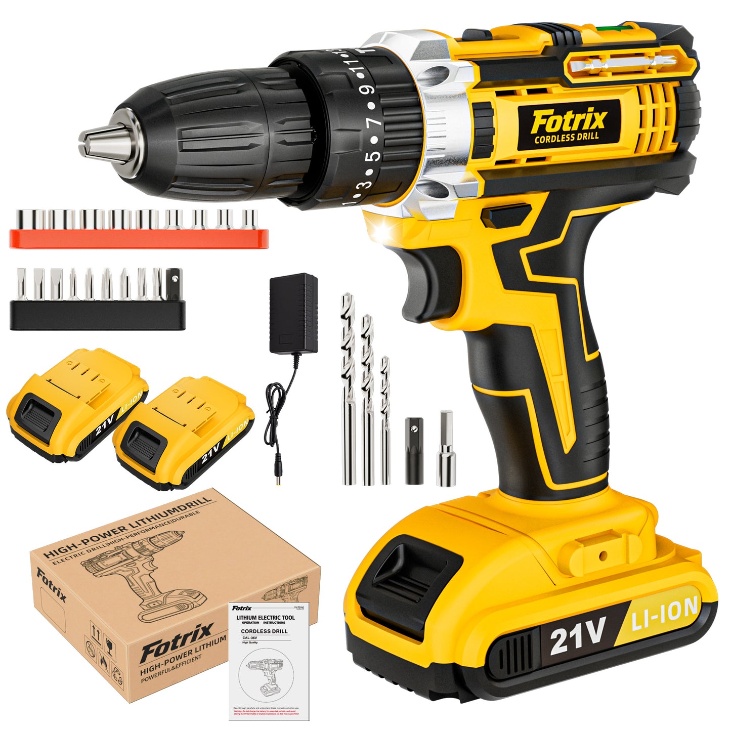 Cordless Drill Kit – 25 Torque, 3 Modes, Battery & Charger Included