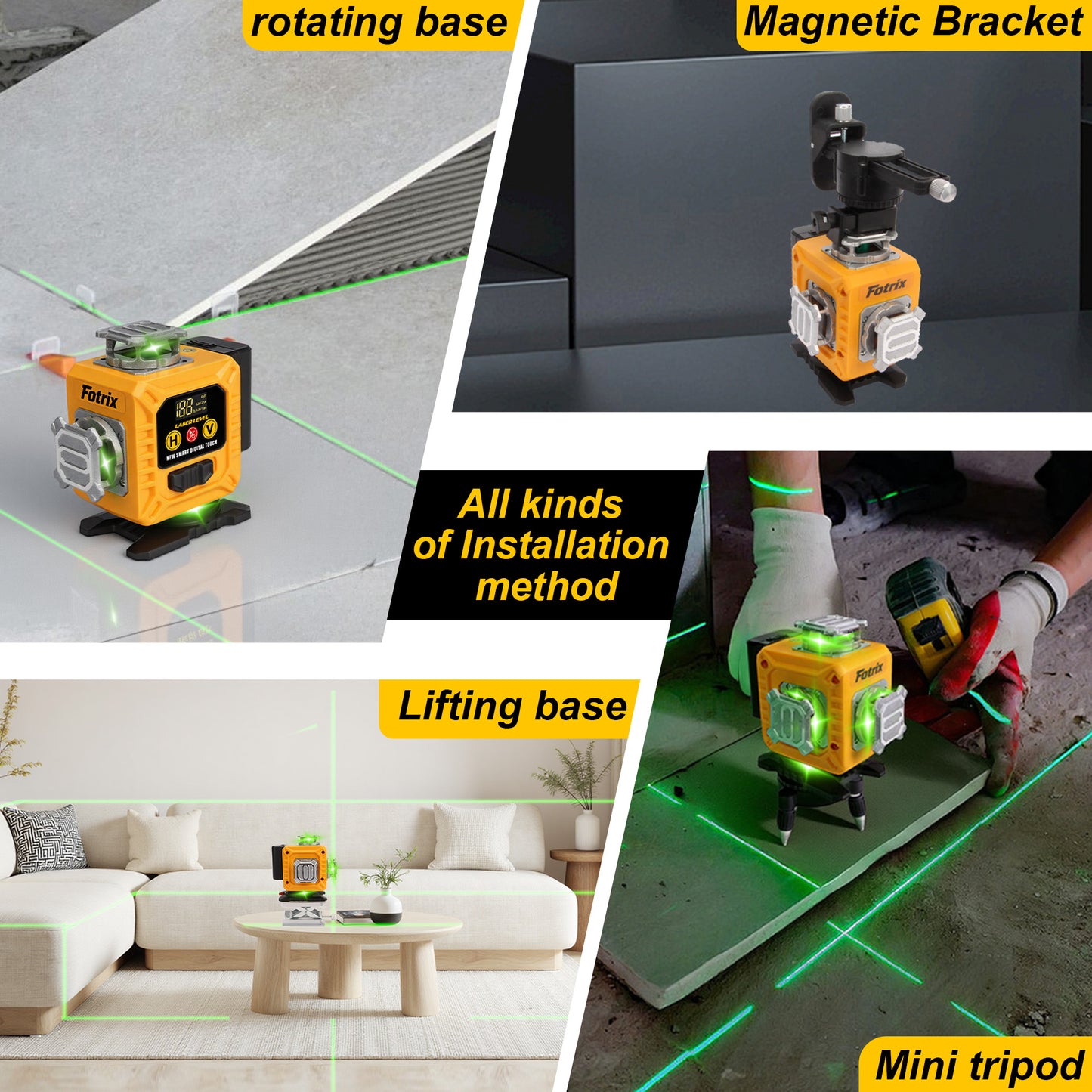 Fotrix 4color 4×360° Automatic Leveling Laser Level upgrade Set（Without Tripod）