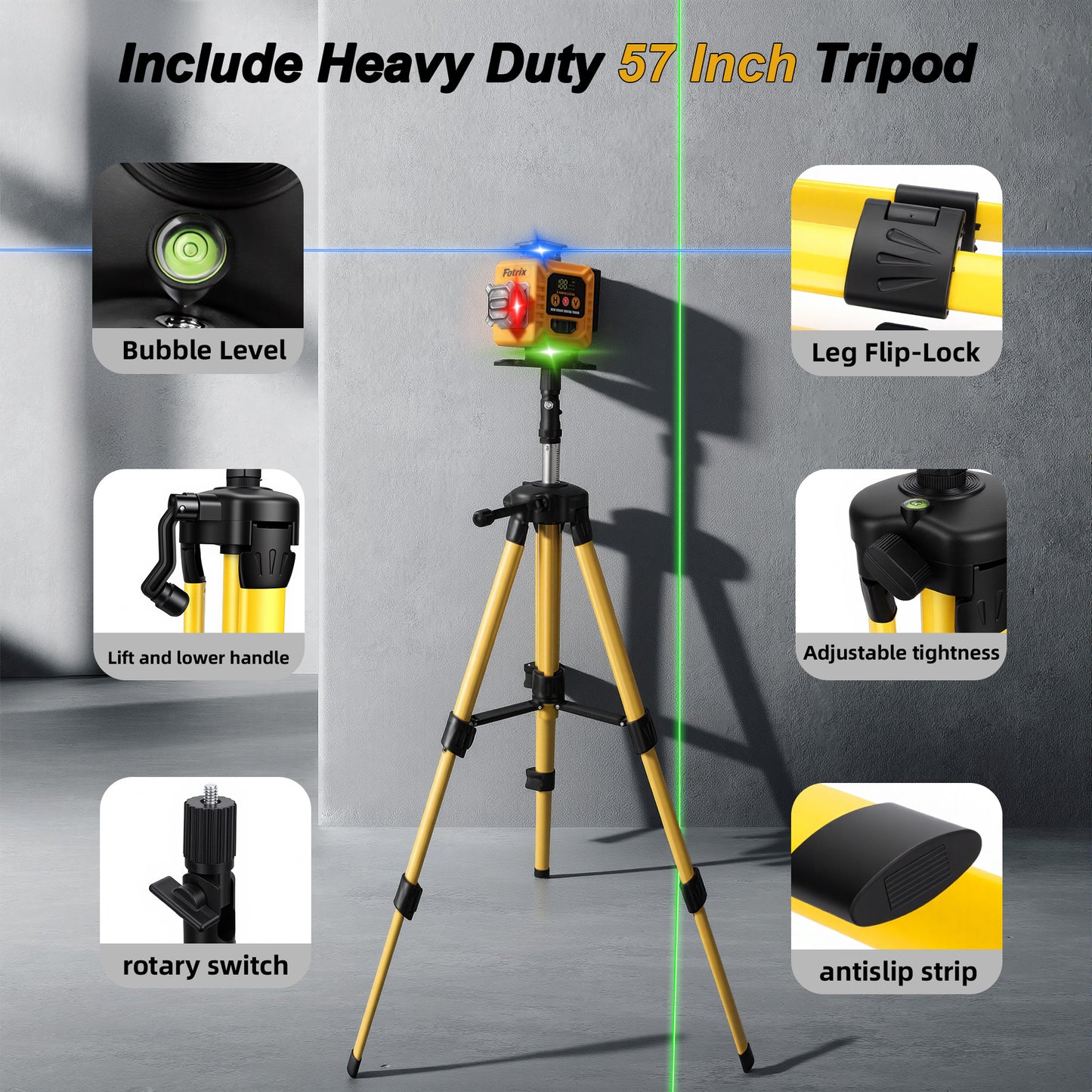 Fotrix 4color 4×360° Automatic Leveling Laser Level upgrade Set（With Tripod）