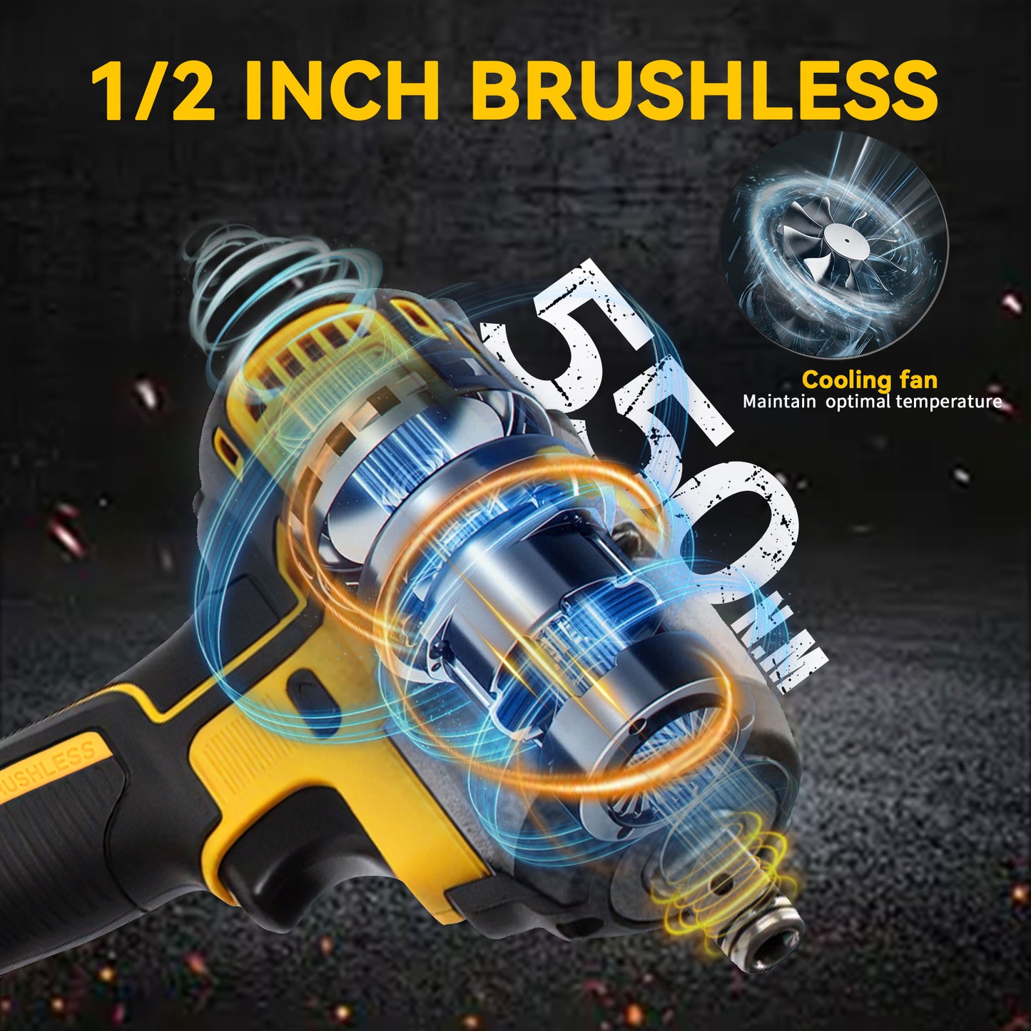 Fotrix 21V Brushless Impact Wrench Dual-Battery All-in-One Kit with 520N·m Torque & LED Light