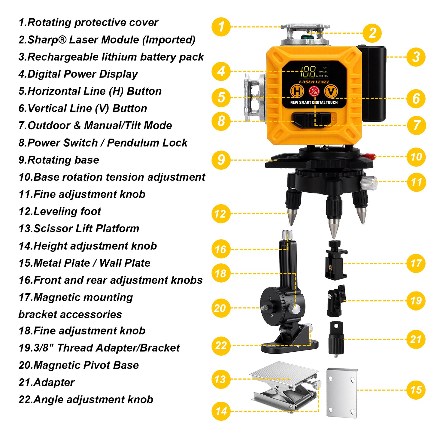 Fotrix 4color 4×360° Automatic Leveling Laser Level upgrade Set（Without Tripod）